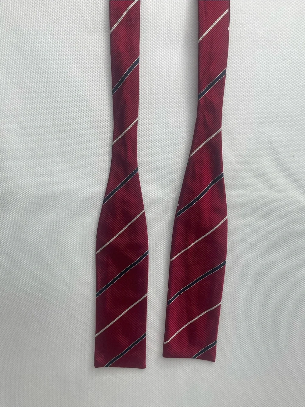 VTG Brooks Brothers Square Silk Bow Tie Repp Stripe Red White Blue USA Preppy